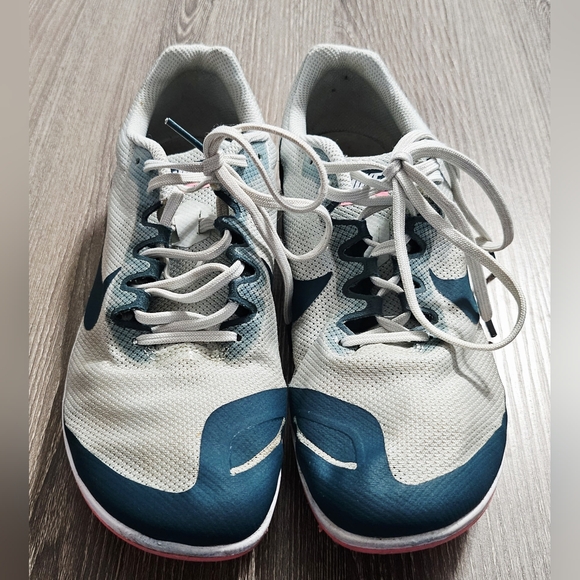 Womens Nike Running Zoom Rival 9 Track Shoes 9.5 Deep Sea Green, pink, and white - Picture 1 of 12
